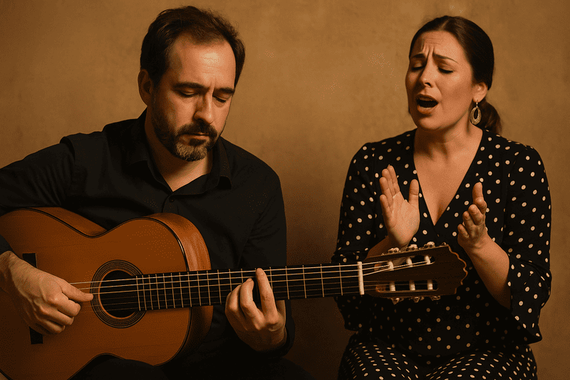 guitarrista acompañando al cante flamenco